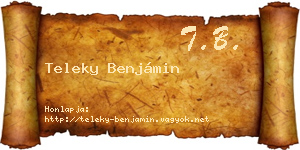 Teleky Benjámin névjegykártya